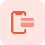 Online cashless phone payment with card pay icon