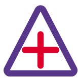 Hospital triangular sign with warning for loud horn restriction icon