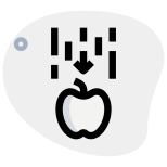Apple with a down logo isolated on a white background icon