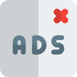 Remove ads with a crossed tick mark icon