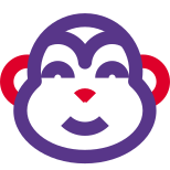 Happy smiling monkey face with eyes closed emoji icon