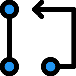 Algorithm diagram from one node to another node pathway icon