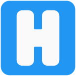Hospital sign on a road as an indication icon