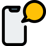 Online chatting on phone messenger having speech bubble icon