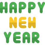 Happy new year text message for sharing icon