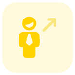 Businessman moving in direction north east direction icon