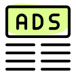 Ads at top margin line in various article published online icon