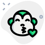 Monkey with big eyes emoji blowing kiss with heart icon