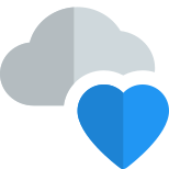 Favorite cloud location for storage with heart shape icon