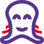 Happy smiling octopus face with eyes closed emoji icon