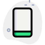Cell phone with larger chin bezel at bottom icon