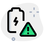 Battery warning with critical damage or very low level icon