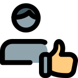 Right candidate for managerial work selected - thumbs up gesture icon