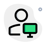Classic man user using a monitor for real time feedback icon