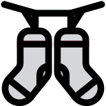 Drying the socks on a string with the help of clips icon