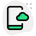 Smartphone with cloud connected storage plan layout icon