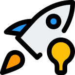 New innovative ideas with rocket speed layout icon