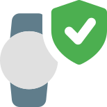 Round shape smartwatch with defensive security and tick mark icon