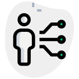 Human integration with multiple nodes isolated on a white background icon