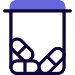 Field prescription drug capsule in a bottle icon