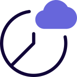 Pie chart diagram report stored on a cloud drive icon