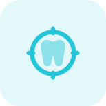 Targeting the dental clinic with cross hair Logon type isolated on a white background icon