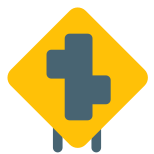 Road with multiple intersection roads on a road sign icon