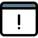 Alert notification with exclamation mark on web browser icon