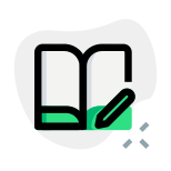 Class work on notebook with interleaf pages icon