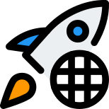 Internet browser with rocket high speed advantage icon