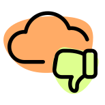 Bad sector in cloud network with thumbs down feedback icon