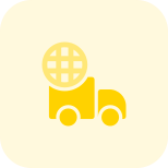 Global shipping of items delivered from box truck icon