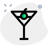 Martini cocktail drink with olive dipped in special serve icon