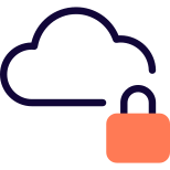 Personal online server with cloud storage locked icon