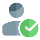 Check mark on a classical user for authentication and approval icon