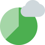 Pie chart diagram report stored on a cloud drive icon