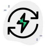 Regenerative electrical energy with bolt and recycle logotype icon