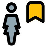 Bookmark sign businesswoman work at office layout icon