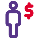 Salary transferred in dollar money tender layout icon