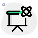 Presentation on whiteboard regarding atomic, chain reaction icon