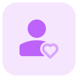 Favorite classic user profile picture with heart logotype icon