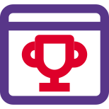 Achievement on web page with winning trophy icon