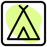 Camping tent and location for adventure during vacation time icon