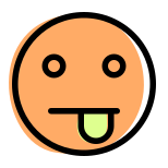 Funny tongue stuck-out emoji, mocking and funny icon