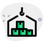 Boxes with transportation and handling with hook facility icon