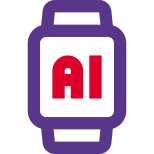 Artificial intelligence Technology under smartwatch isolated on a white background icon