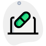 Research and development of drugs done on laptop icon