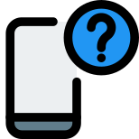 Cell phone with question mark symbol for help icon