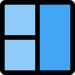 Right sidebar grid panel with boxes in section icon