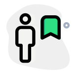 Bookmarking sign employee work at office layout icon